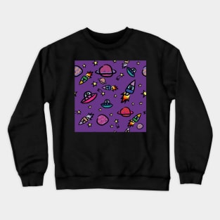 Cute Planets And Rocket Kids Pattern Seamless Crewneck Sweatshirt